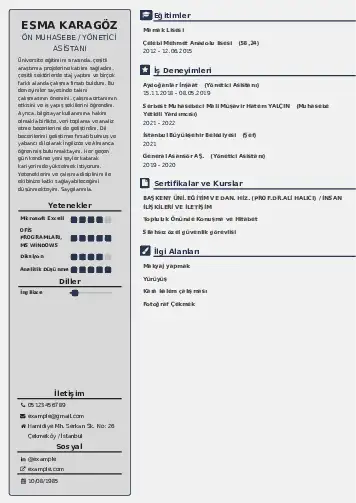 Yönetici Asistanı Cv Örnekleri cv indir